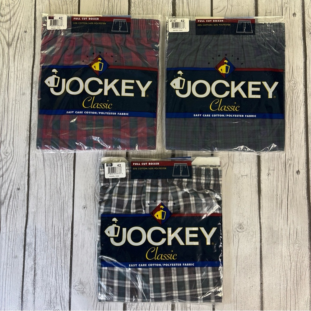 Vintage New 1996 Jockey Classic Full Cut Men's 42 Woven Boxer Shorts (3) Pair.